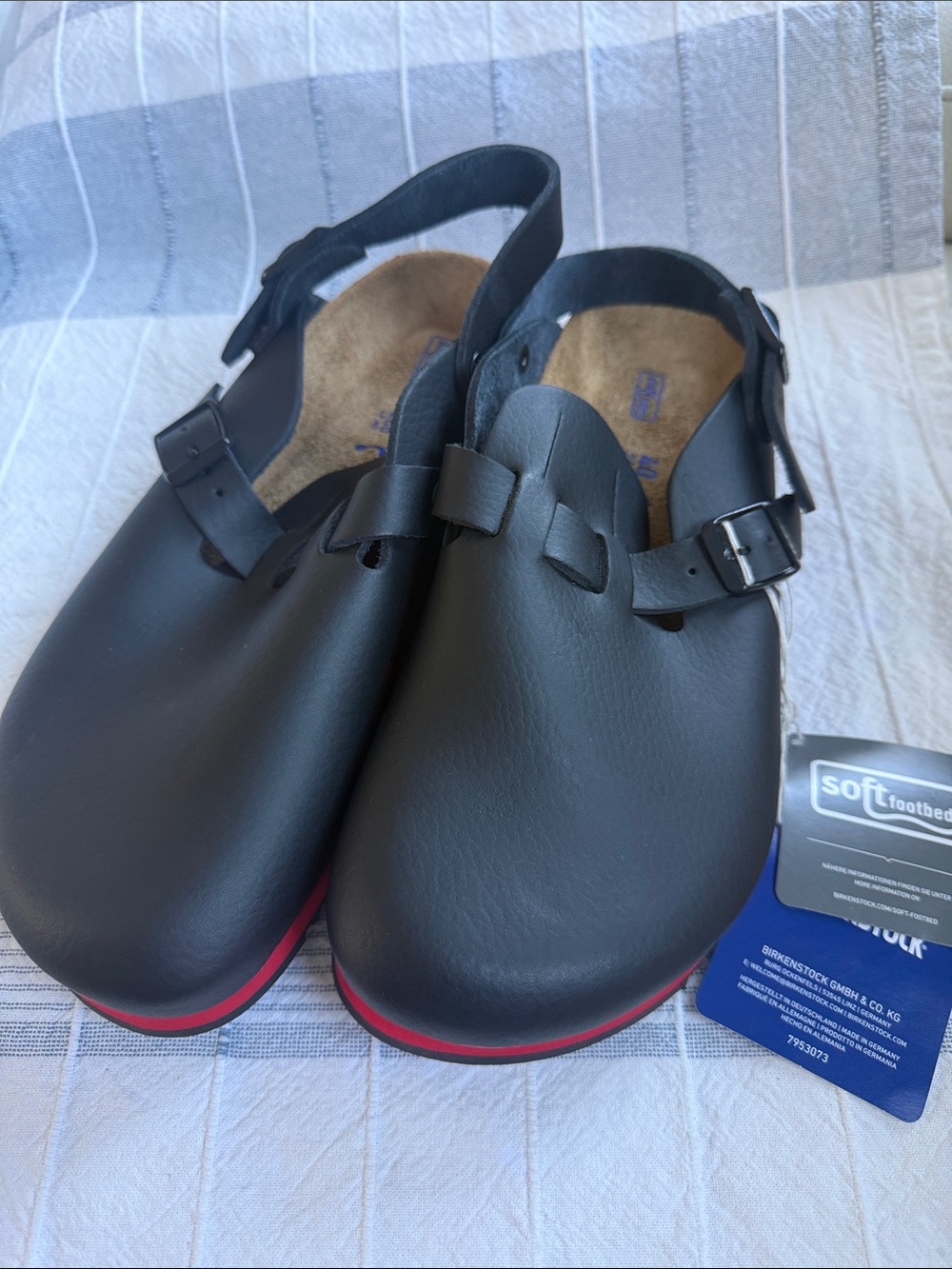 BIRKENSTOCK KAY SL BLACK/RED PROFESSIONAL LEATHER SOFT footbed Size 40 - Picture 3 of 6